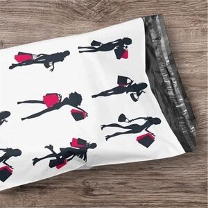 25 NEW POLY MAILERS ENVELOPES BUSINESS OFFICE WORK WHITE BLACK SHIP SIZE 10x13